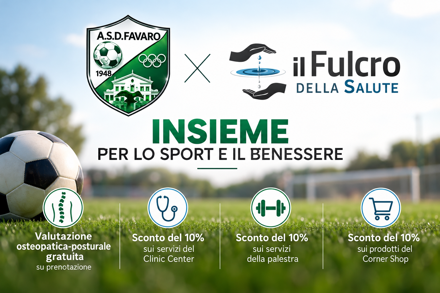Il Fulcro della Salute e ASD Favaro 1948: nuova convenzione per sportivi e famiglie